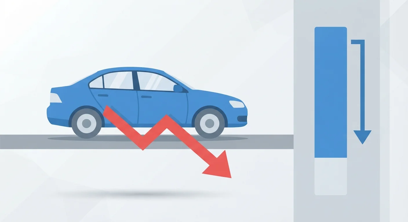 Diagram comparing a car loan balance to the vehicle's declining actual cash value over time
