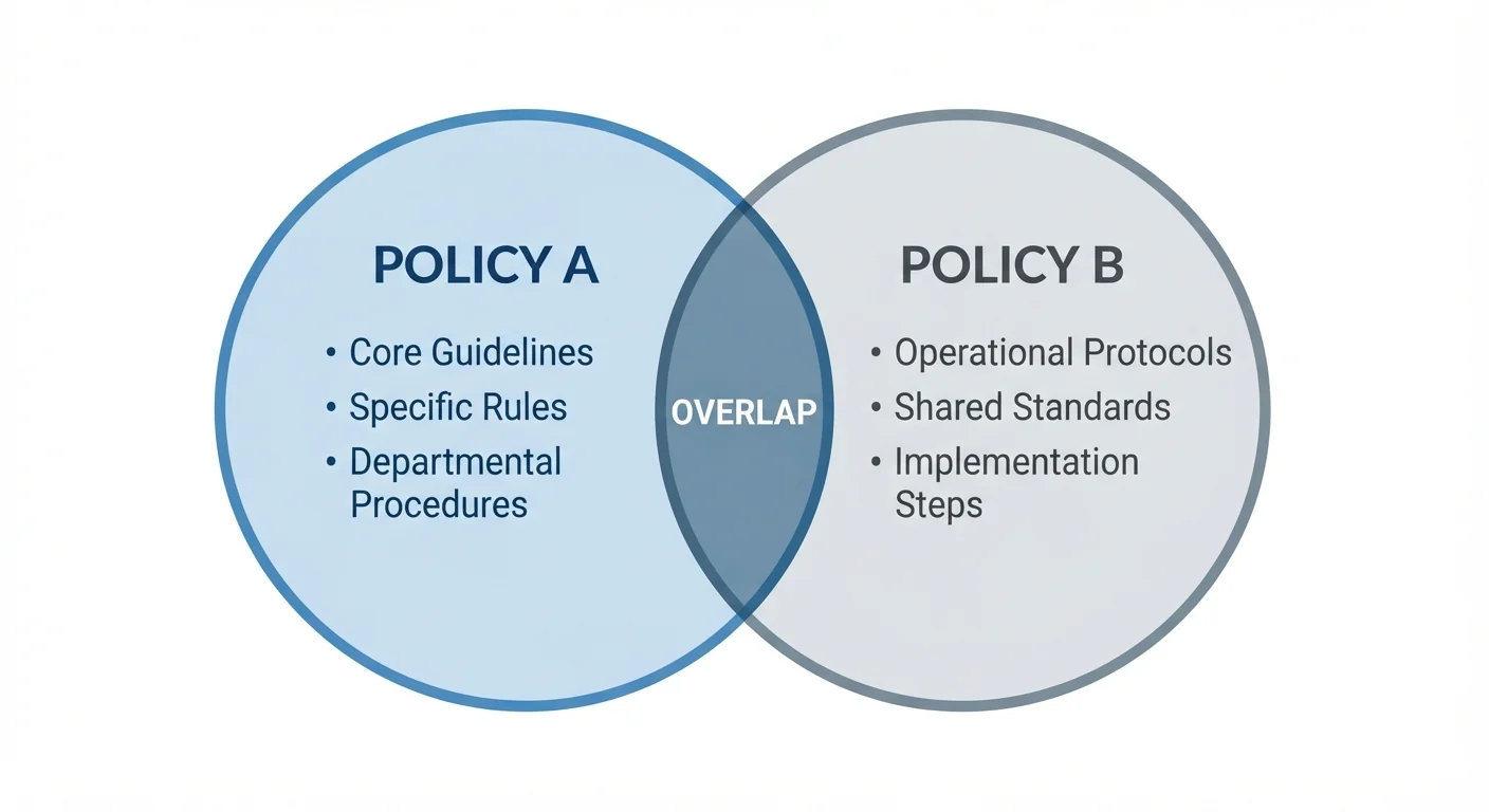 Simple Venn diagram showing two auto insurance policies overlapping in a shared coverage area